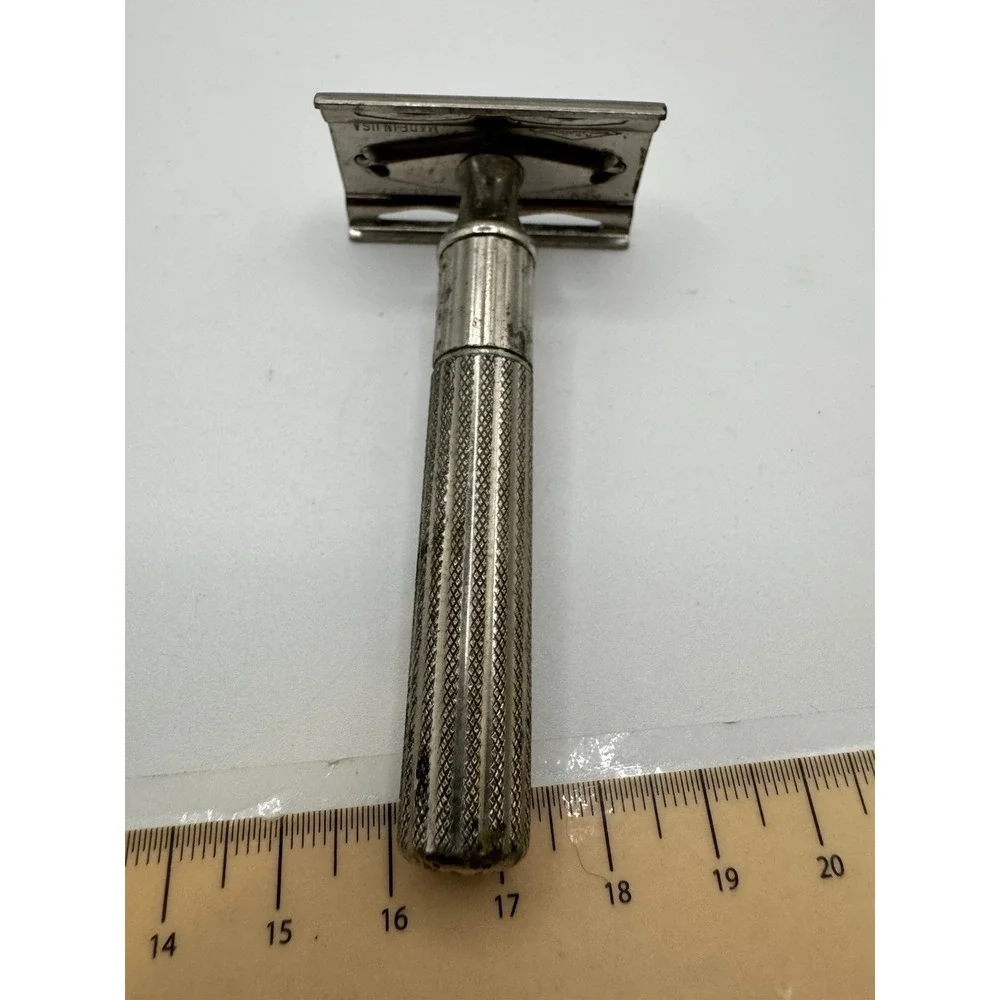 Vintage Gillette Fat Handle Tech Safety Razor‎ Made in USA Double Edge DE Razor